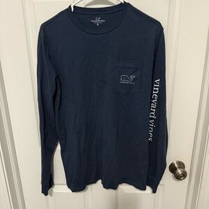 Vineyard Vines Boys Long Sleeve Pocket T-Shirt Navy Whale Sz XL Preppy Nautical